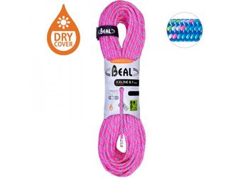 BEAL polovičné lezecké lano Ice Line Unicore 8,1 mm 2 × 60 m, fuchsiová / modrá