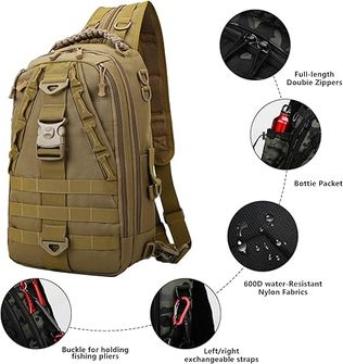 DRAGOWA TACTICAL Jednopopruhový batoh Charlie 20 L, khaki