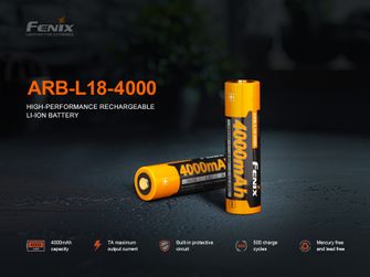 Fenix Nabíjateľná batéria Fenix 18650 4000 mAh (Li-Ion)