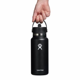 Hydro Flask Široká termofľaša s náustkom 32 OZ Wide Flex Straw Cap 946 ml, black