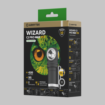 ArmyTek Wizard C2 Pro Max LR White LED vreckové svietidlo s klipom na opasok, s brašnou napájanie z akumulátorom 4150 lm