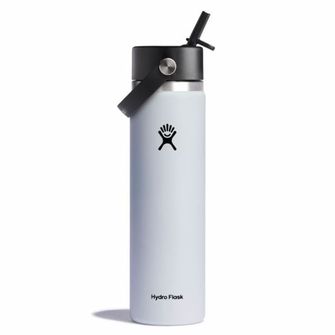 Hydro Flask Široká termofľaša s náustkom 24 OZ Wide Flex Straw Cap 710 ml, white