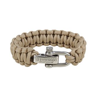 Pentagon náramok paracord khaki kovová spona