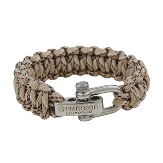 Pentagon náramok paracord Khaki Spots kovová spona